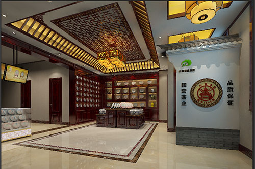 东光古朴典雅的中式茶叶店大堂设计效果图