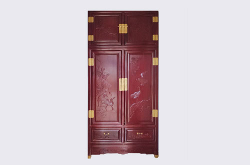 东光高端中式家居装修深红色纯实木衣柜